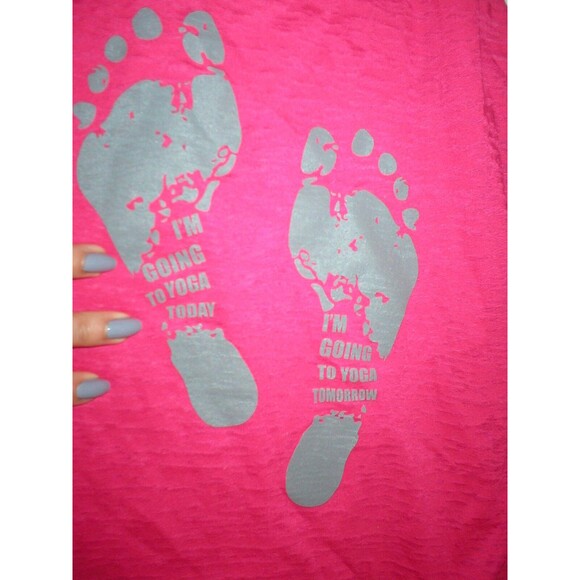 NWT New Women Colosseum I'm Going to Yoga Today Tomorrow Burnout S Tank Top Pink - Picture 1 of 3